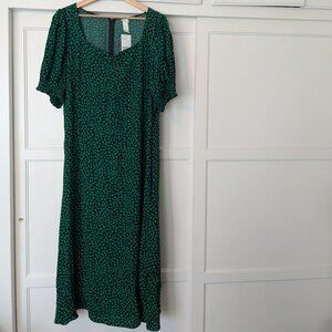 H&M Floral Green & Black Dress - NWT!